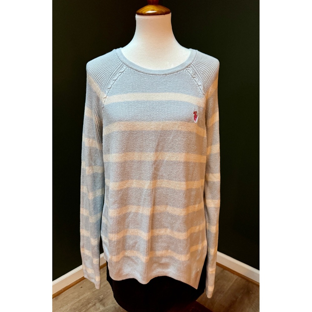 US‎ Polo ASSN Striped Knit Crew Neck Long Sleeve Sweater Women's Size L